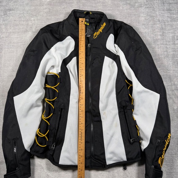 Scorpion EXO Motorcycle Jacket Womans Medium Black Leather Riding Biker Moto - Picture 13 of 16